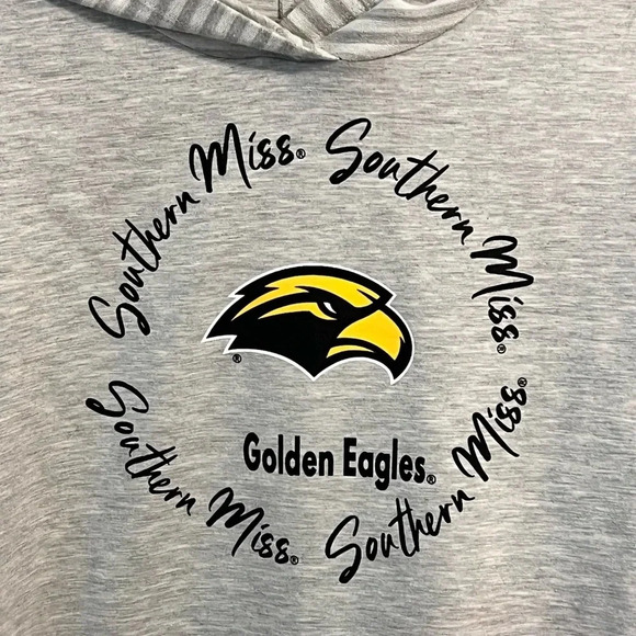Sideline Apparel Womens Southern Miss Gray Striped Pullover Hoodie - Picture 2 of 6